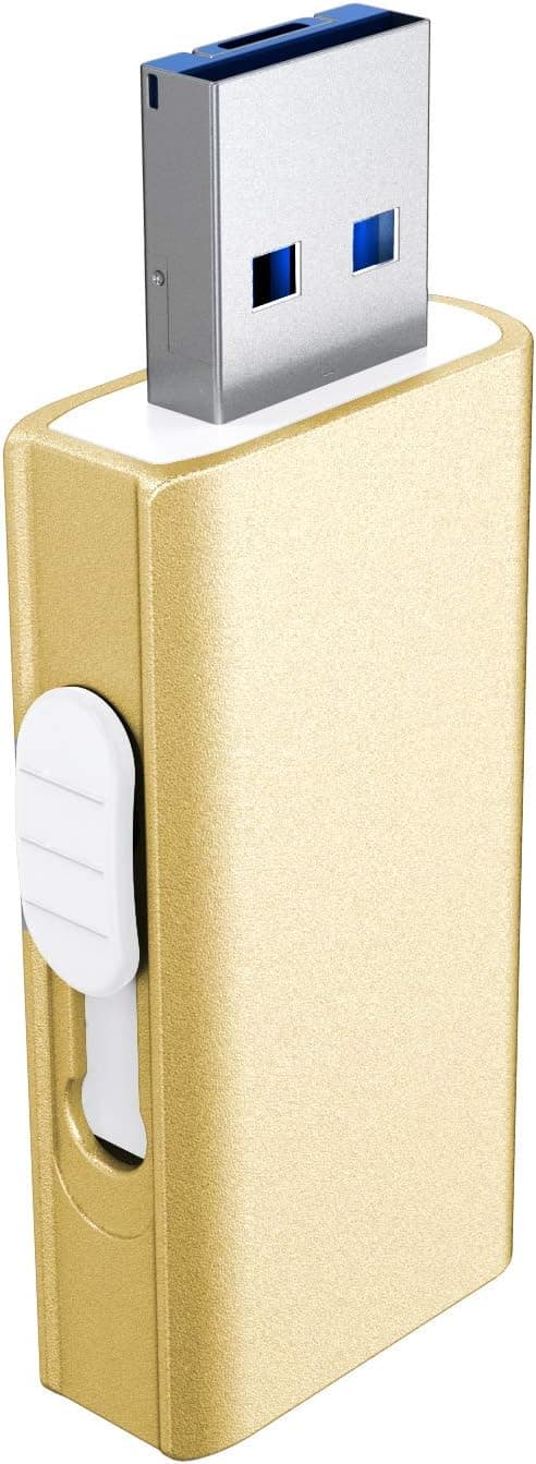 USB Flash Drive for iPhone, DULEES 32GB iPhone Photo Stick Lightning External Memory Storage for iPad Mac Android PC Backup Pictures Thumb Jump Drive (Gold)