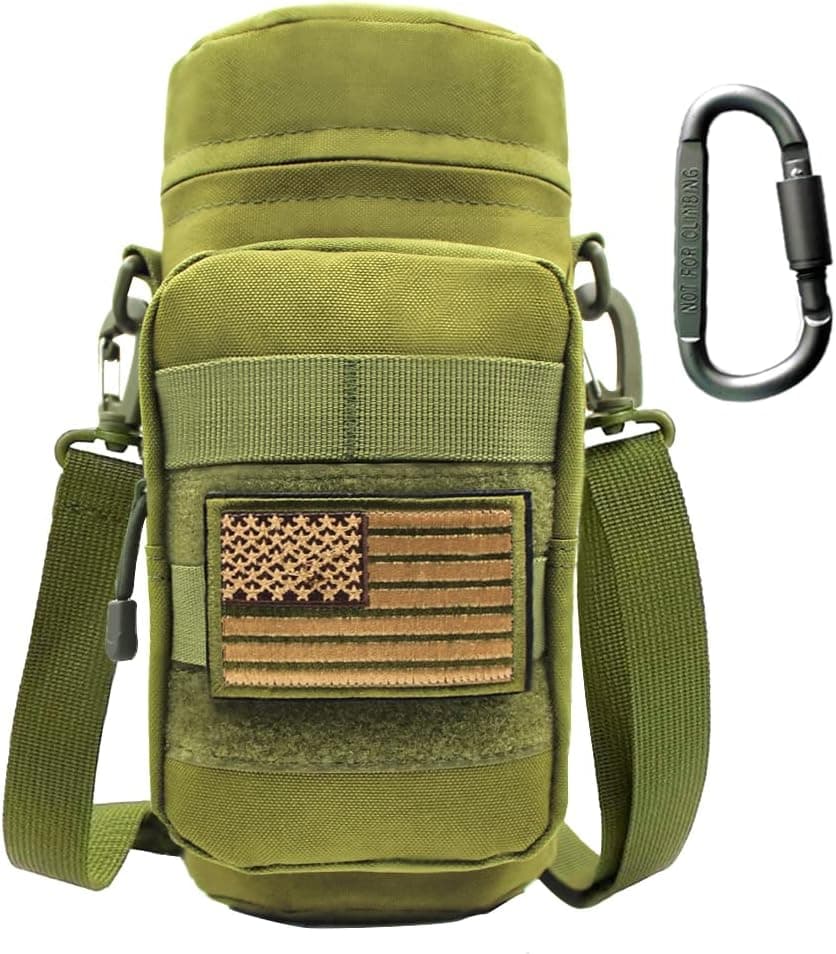 ZXIRANYUN Outdoor Military Tactical Water Bottle Bag, Multi-Function Mount Water Bottle Bag for Camping Trip, with Adjustable Shoulder Strap, Large-Capacity Water Bottle Bag on Waist