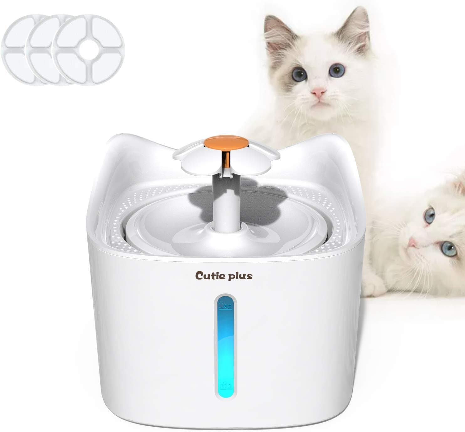 N A Pet Fountain Cat Water Dispenser with 3 Replacement Filters for Cats and Small and Medium Dogs (White)