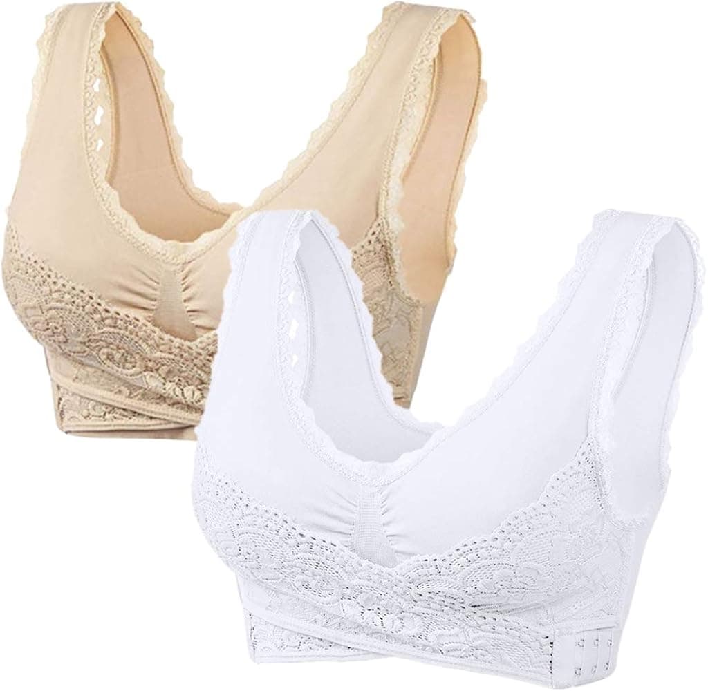 Women's Cross Wrap Adjustable Side Buckle Lace Workout Stretch Yoga Push-up Bra