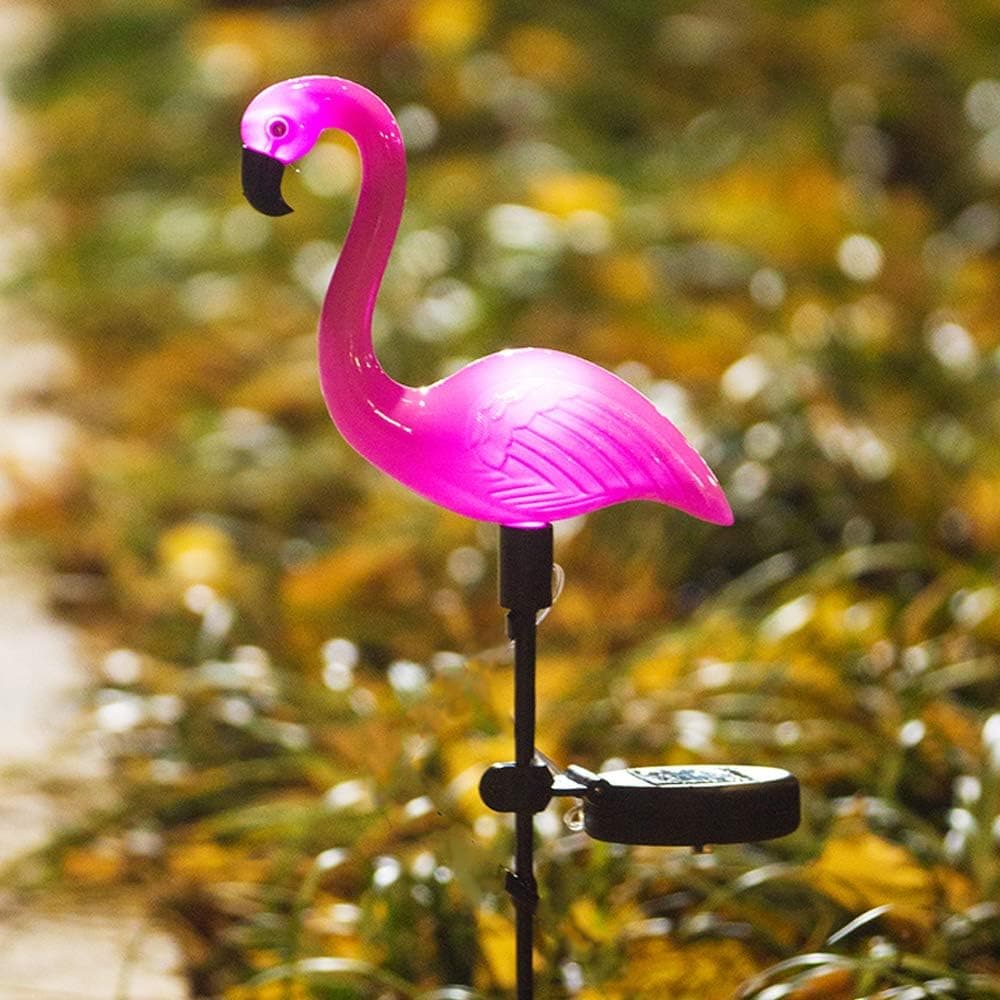 2 Pcs Flamingo Ground Spike Lights Solar Powered Garden Light Waterproof Park Decorative Lawn Lamp Pathway Outdoor Yard Walkway (Solar Flamingo)
