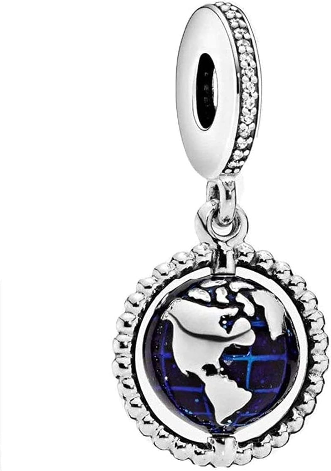 WANTRADE Sliver Charm Bead for Women and Girl, DIY Beads for Bracelets Necklace Chain Keychain, Globe Map Pendant Charms Jewelry Supplies for Craft Making, Fashion Christmas Gift