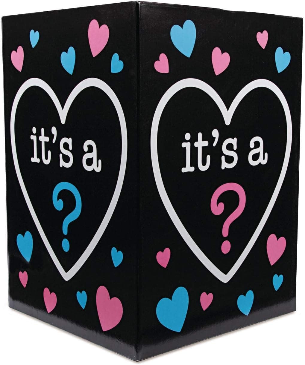 Big Gender Reveal Box for Balloons (Holds 8 Balloons) boy or girl gender reveal party supplies