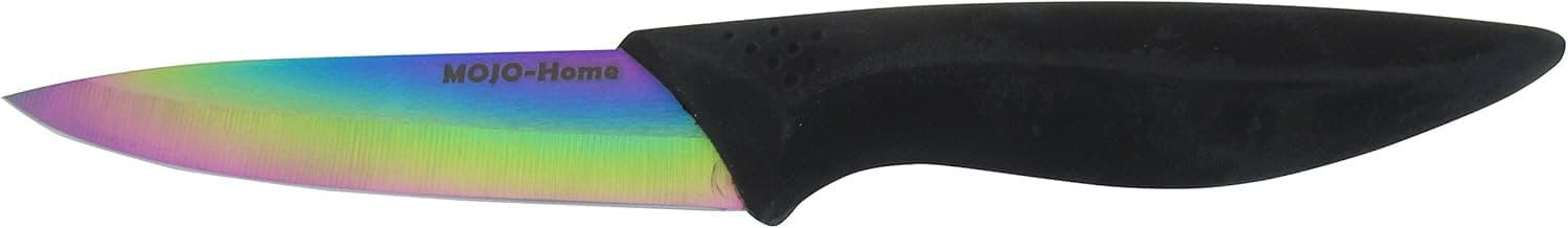 MOJO-HOME Ceramic Blade 4" Knife Kitchen Cooking Fruit Paring Knives (Rainbow/Iridescent Blade)