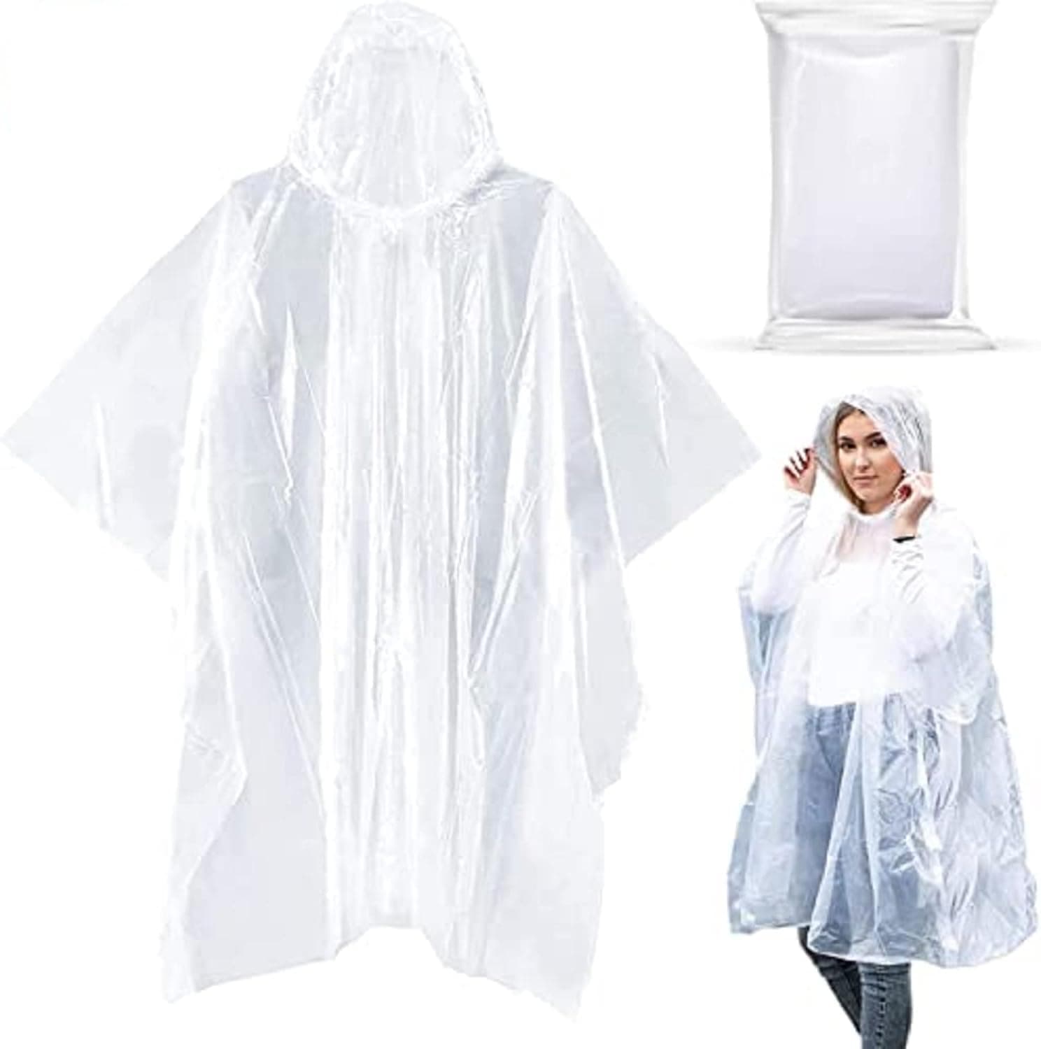 20 Pack Disposable Emergency Clear Rain Poncho for Adults - Durable Lightweight 100% Waterproof Eco-Friendly Rain Poncho For Camping, Hiking, Sport & Outdoors, Rain Poncho for Men & Women