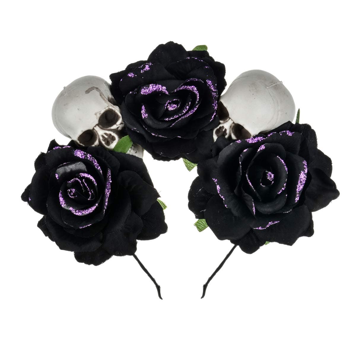 DDazzling Women's Oversized Large Rose Flower Headband Floral Crown Wreath Garland Halo Hairpiece (#Black)