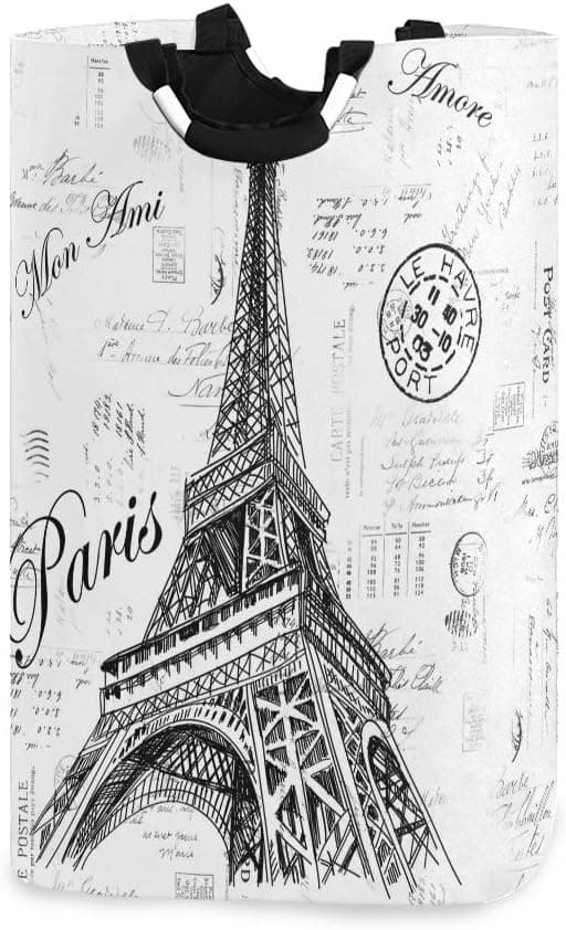 Nander Laundry Basket, Collapsible Fabric Laundry Hamper, Foldable Or Upright Clothes Bag (Paris Eiffel Tower)