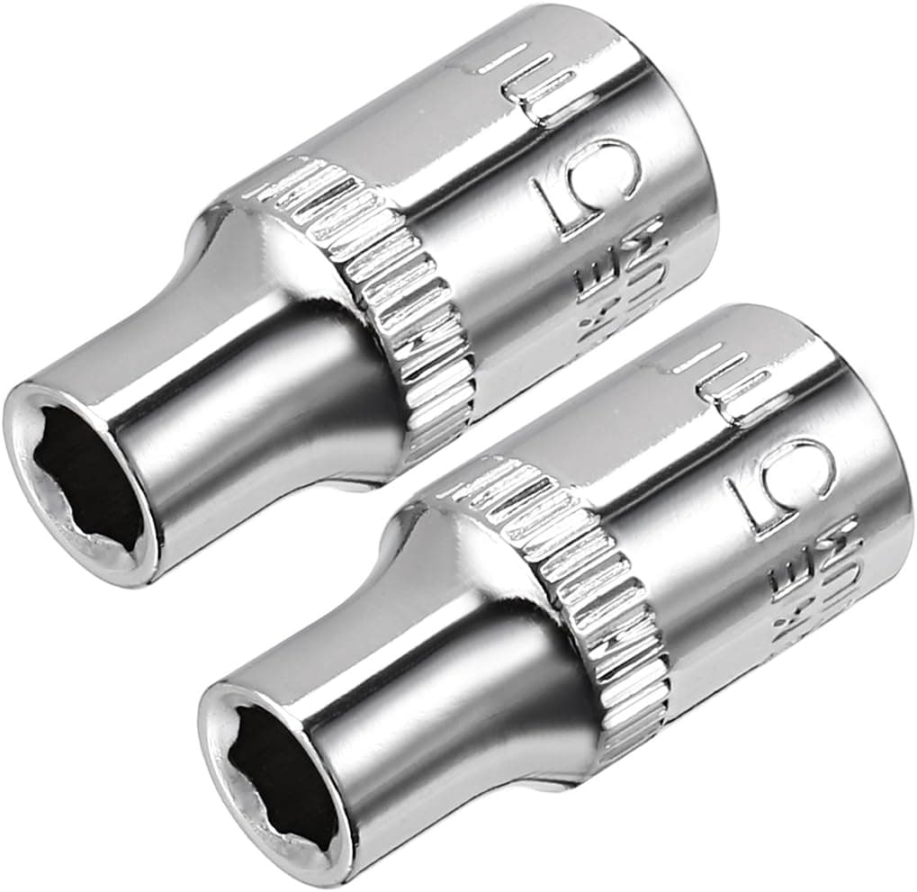 uxcell 2 Pcs 1/4-Inch Drive 5mm 6-Point Shallow Socket, Metric, Cr-V