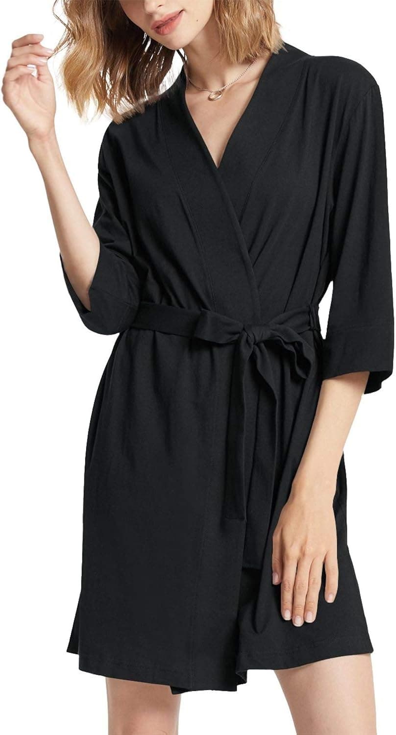 SIORO Womens Cotton Robe Kimono Lightweight Robes Short Knit Bathrobe Soft House Sleepwear Ladies Loungewear XS-3XL