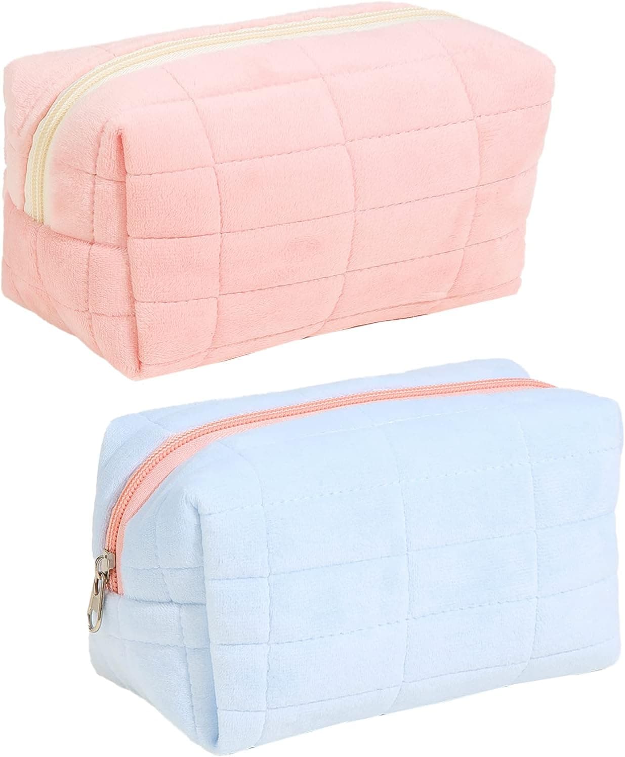 DSDFIDn 2 Pcs Makeup Bag Makeup Pouch Travel Toiletry Bag Organizer Makeup Brushes Storage Bag for Women Girls Black Brown