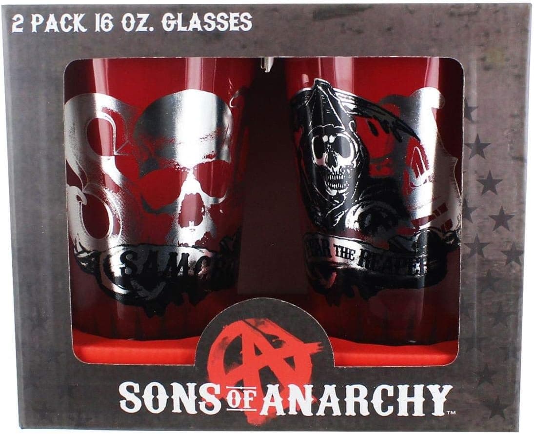 Funky Sons of Anarchy SAMCRO 16oz Pint Glasses, Set of 2