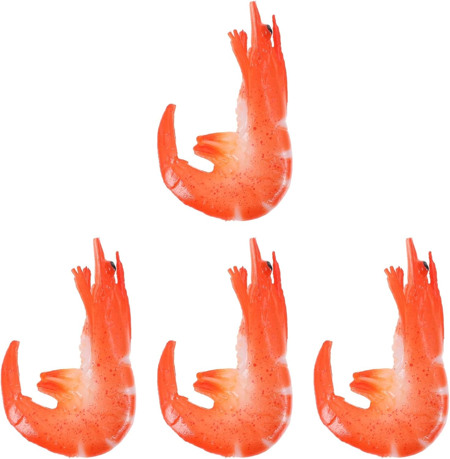 ibasenice Artificial Shrimp Model- 4Pcs Simulation Shrimp Model Red Prawn Decor Marine Animal Toy for Home Kitchen Party Decoration/ Store Market Display Photography Props