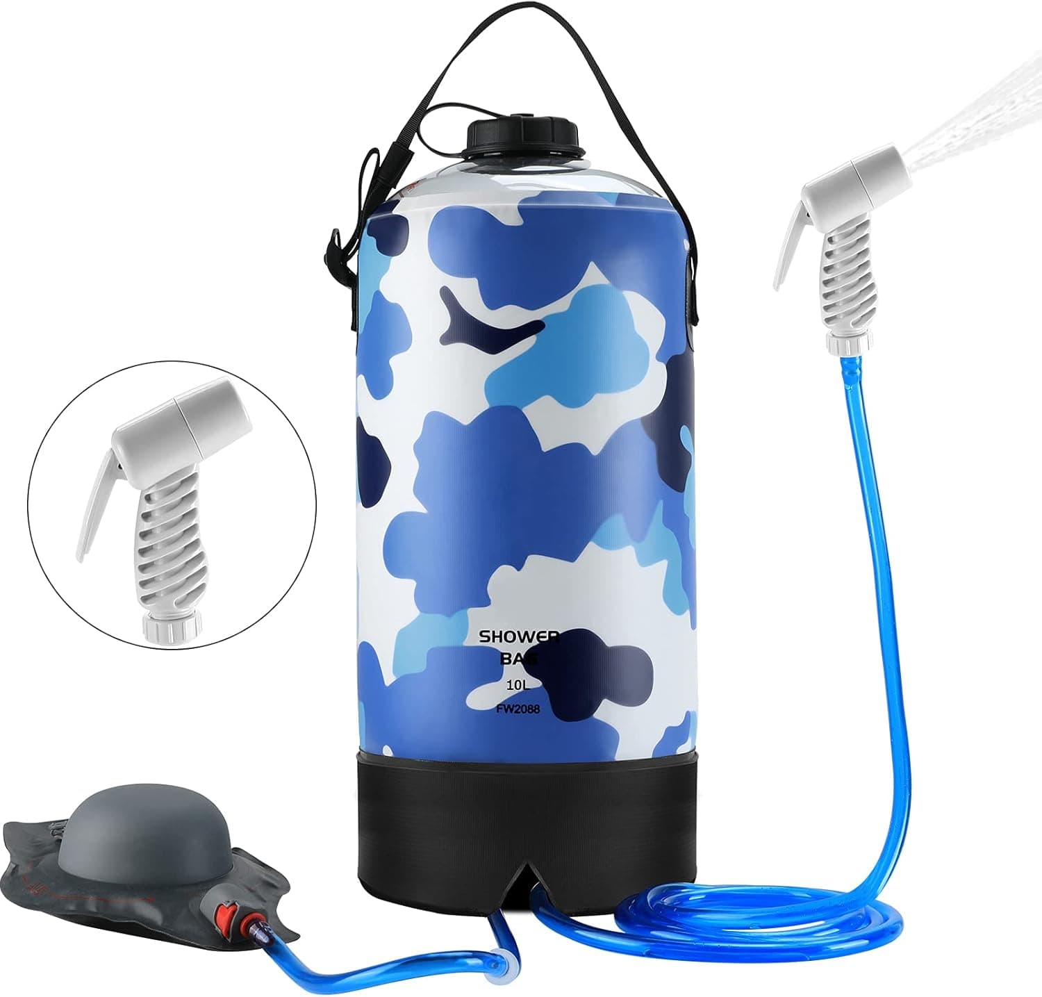 tingyangdot Portable Camping Shower,Outdoor Solar Camp Shower Bag 10L/2.64 Gallons with Pressure Foot Pump and Shower Head Hose for Beach Camping Hiking Cycling Backpacking