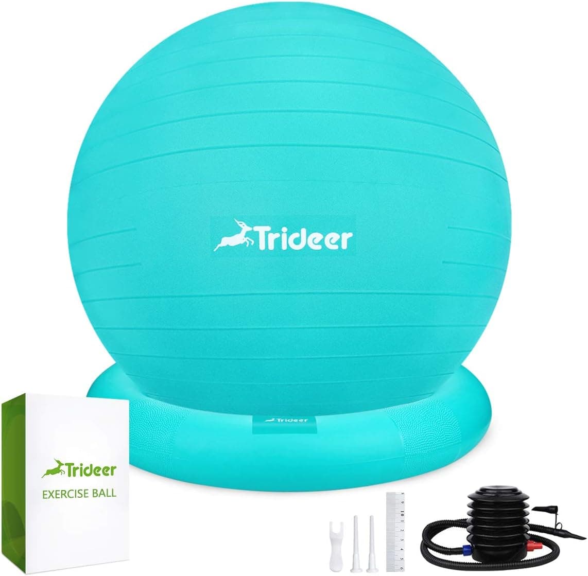 Trideer Ball Chair – Exercise Stability Yoga Ball with Base for Home and Office Desk, Ball Seat, Flexible Seating with Ring & Pump, Improves Balance, Back Pain, Core Strength & Posture（Ball with Ring