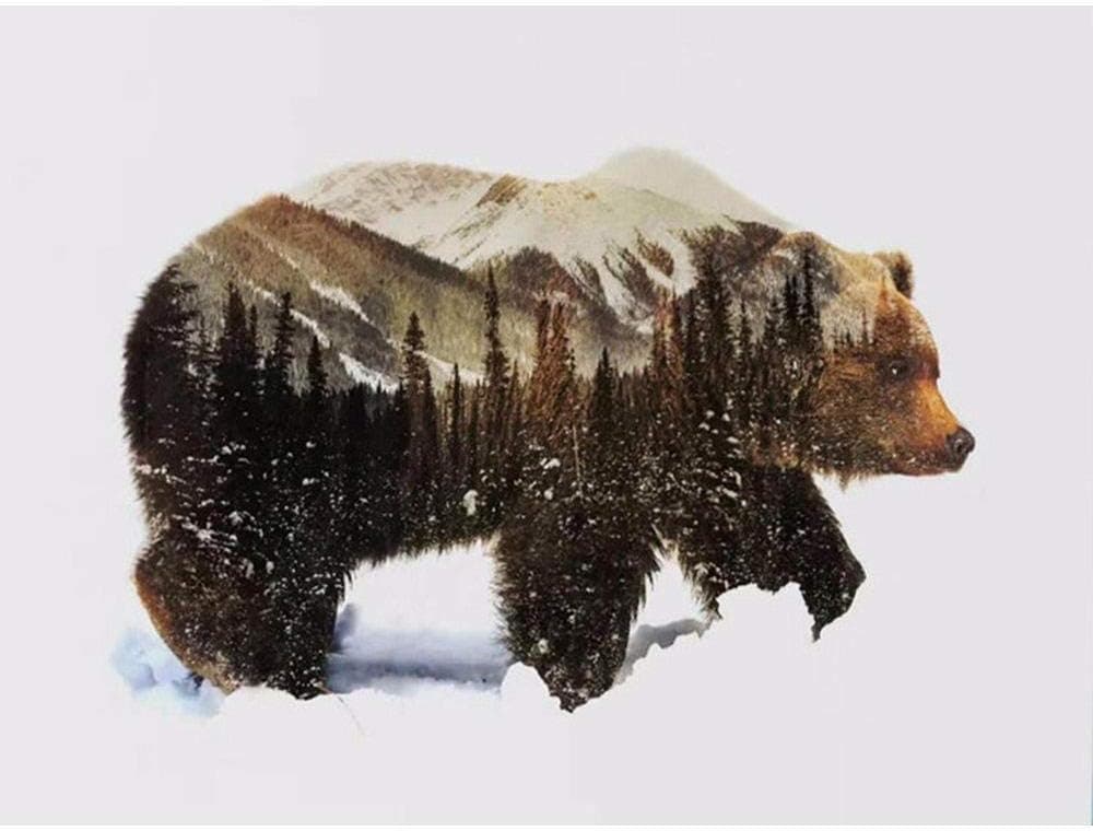 Wooden Jigsaw Puzzle 1000 Pieces Brown Bear Jigsaw Puzzle for Adults and Children Jigsaw Puzzle Grizzly Bear Children's Educational Puzzle Toy