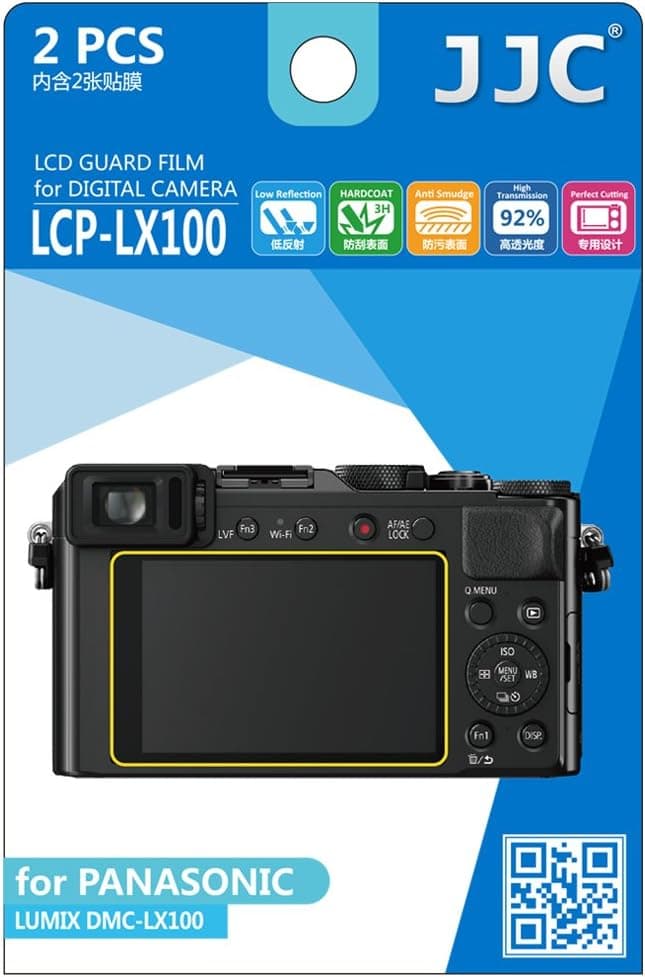 JJC LCP-LX100 2PCS Low Reflection Anti-Smudge High Transmission Perfect Cutting LCD Guard Film Display Screen Protector for Panasonic LUMIX DMC-LX100 Camera