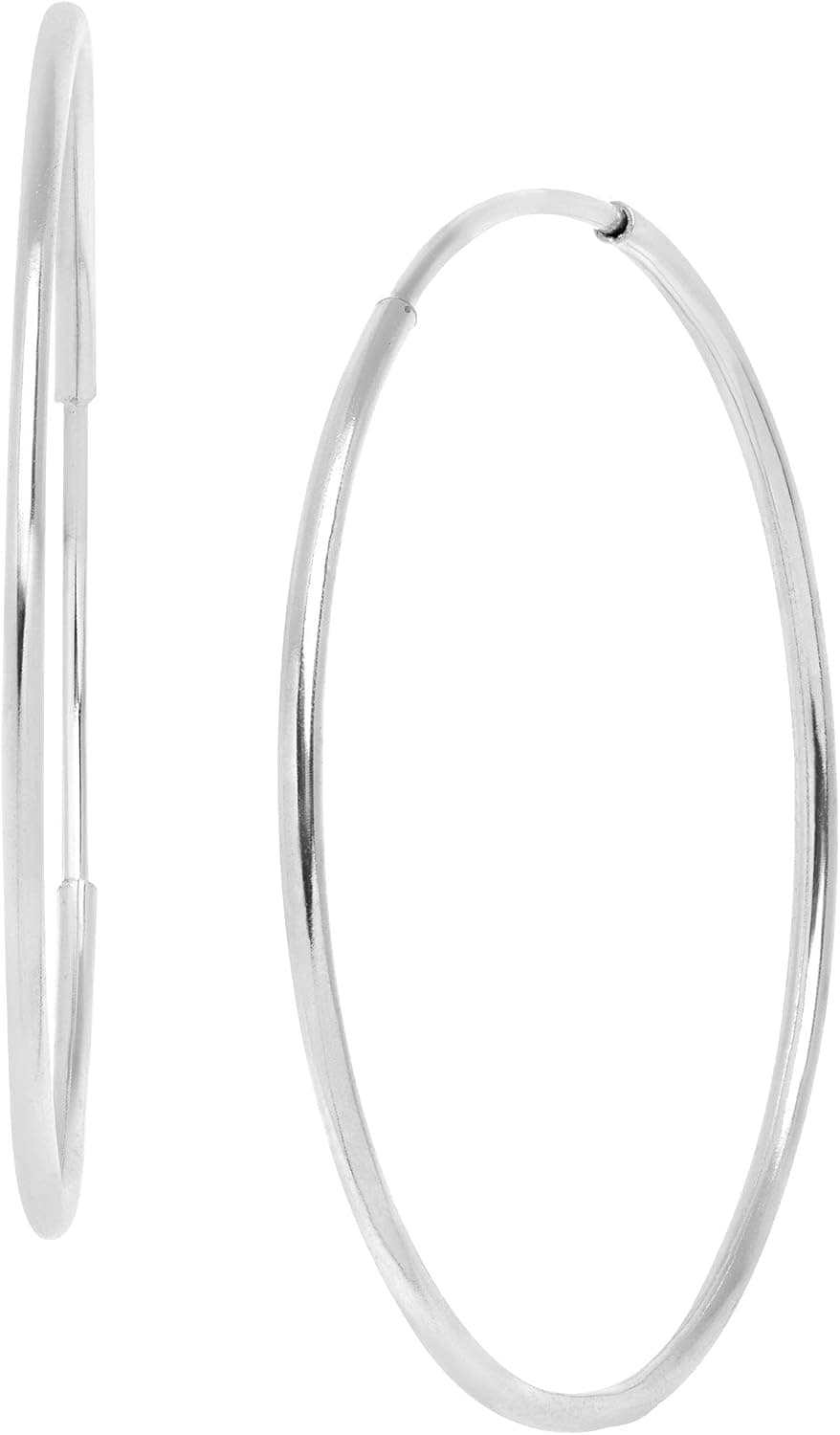 Eternity Gold Endless 21 mm Hoop Earrings in 10K White Gold