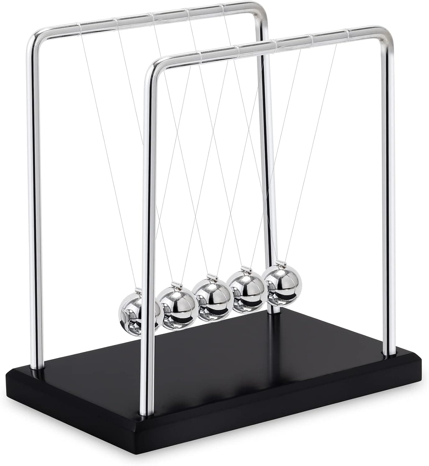 Newtons Cradle Balance Balls with Wooden Base Fun Science Physics Learning Desk Toys-HEI01L