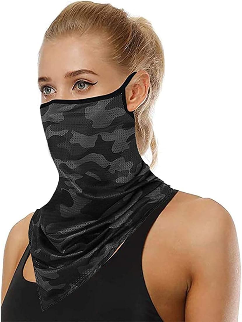 Muryobao Men Women Face Scarf Bandana Ear Loops Stylish Face Balaclava Neck Gaiters for Dust Wind Motorcycle Outdoors