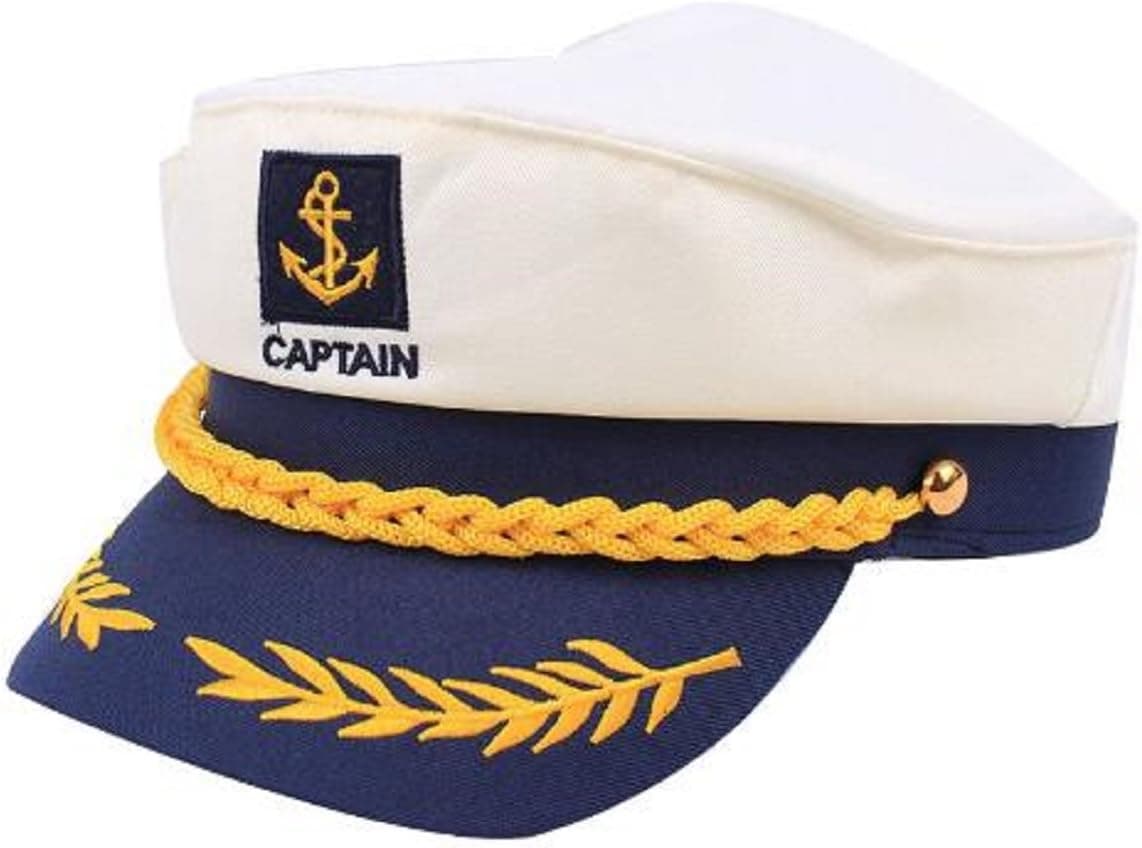 EBTOYS Sailor Ship Yacht Boat Captain Hat Navy Marines Admiral Cap Hat - White & Blue