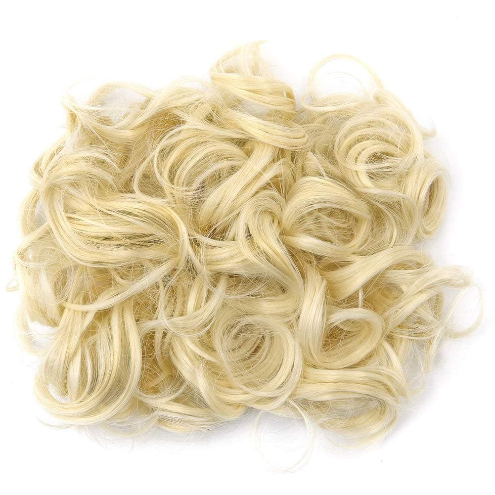 FOCUSSEXY Short Messy Curly Hair Scrunchie Bun Piece Up Do Drawstring Ponytail Hair Extensions Easy Strech Chignon Comb Clip
