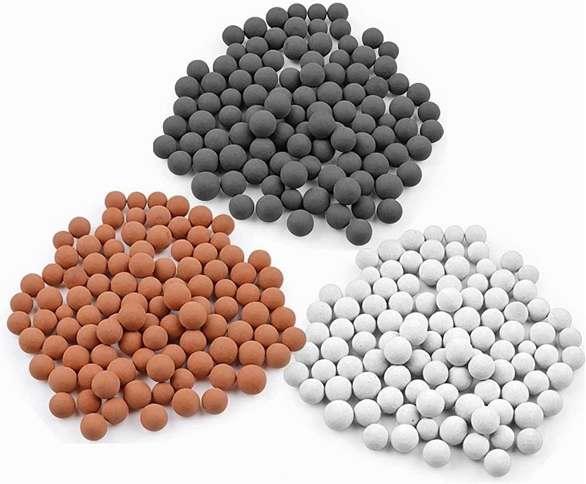 VEY14 Replacement Mineral Beads for Showerhead Filters, Shower Head Filtration Stones Anion Balls 3 Kinds Diameter 7-8mm