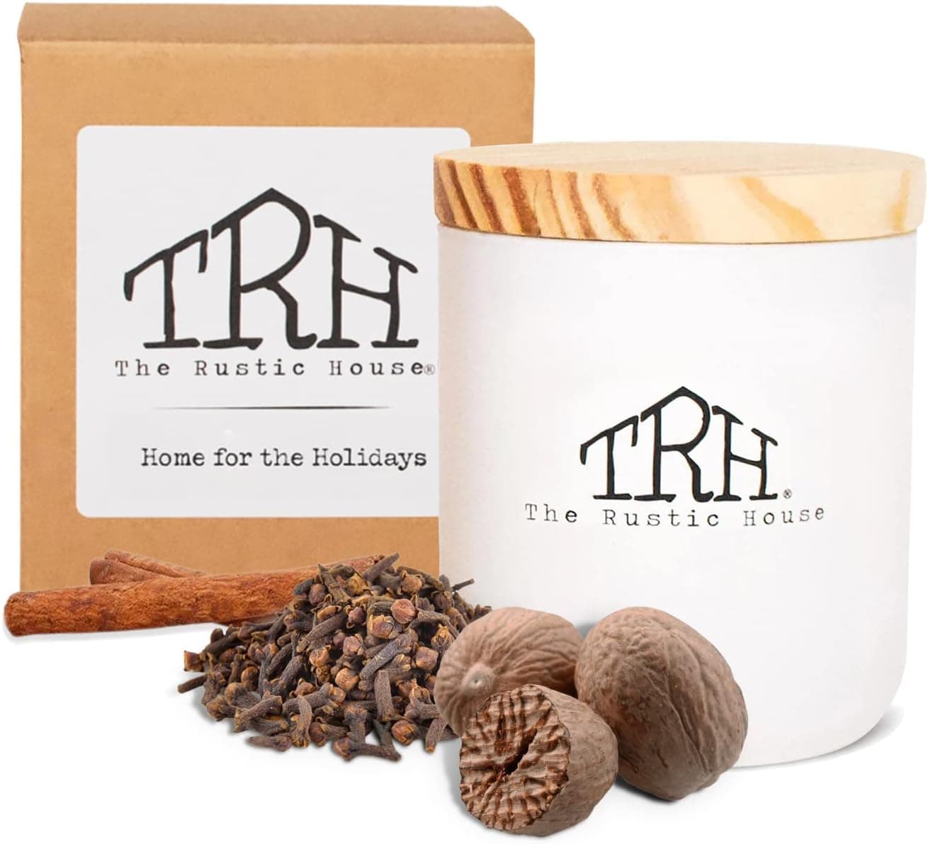 The Rustic House Candles Soy Wax Candle Non Toxic Candles Long Burning Scented Candles Hand Poured Soy Candle Scented in Glass Container with Wood Lid, Home for The Holidays