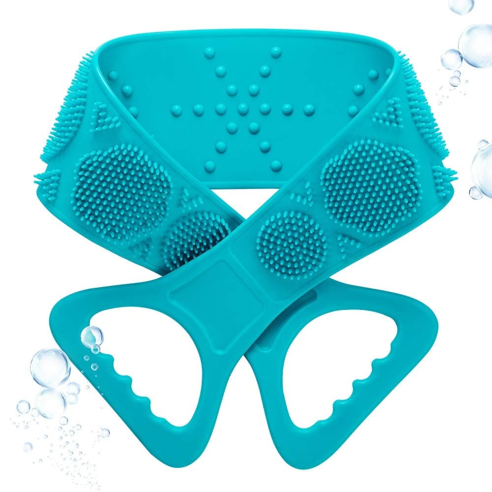 Silicone Bath towel,scrubby buddy back scrubber Exfoliating,Long Shower Strap for Invigorate the Skin and Spa Massage Skin Care Double-Sided Back Scrub,Green