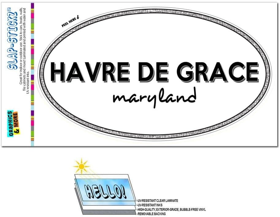 Graphics and More Euro Oval Window Bumper Laminated Sticker Maryland MD City State for - Par - Havre De Grace