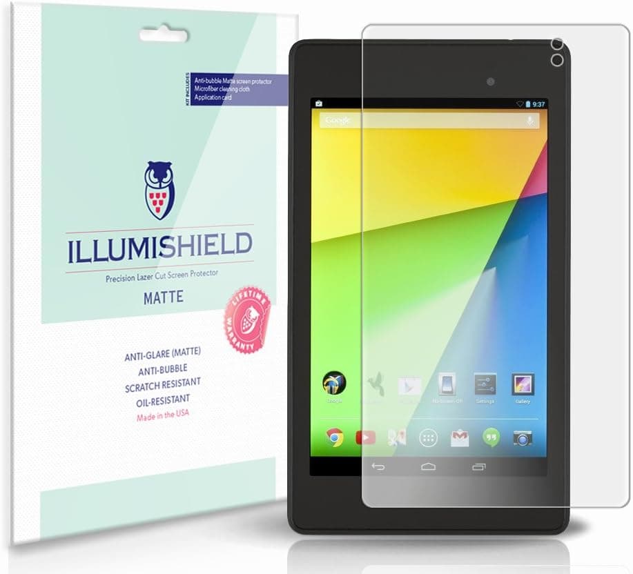 ILLUMISHIELD Matte Screen Protector Compatible with Google Nexus 7 (2013,2nd Gen)(Wi-Fi)(3-Pack) Anti-Glare Shield Anti-Bubble and Anti-Fingerprint PET Film