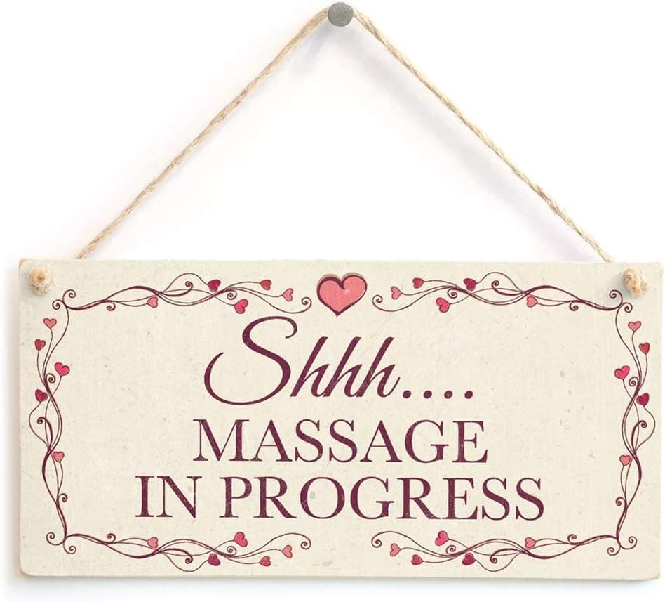 na Shhh…. Massage in Progress - Hanging Privacy Quiet Please Salon Sign 10"x5"
