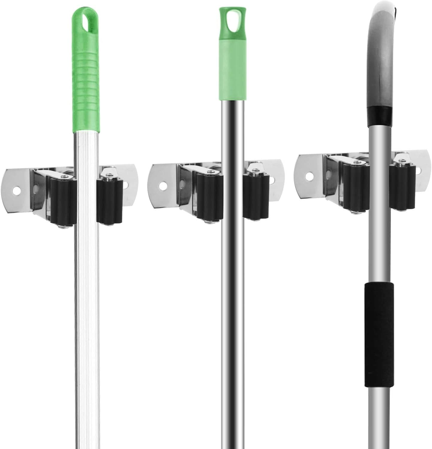 Lemecima 3PCS Broom Holder Organizer Wall Mount Garage Storage Heavy Duty Tools Hook Mop Brush Holder Cupboard Tidy Garden Tool Organizer Rack Rake and Shovel Handle