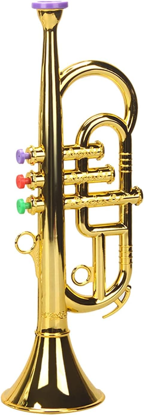 Colcolo Musical Play Toy Trumpet Instruments for Party Preschool Children Boys Girls Ages 3+ , 3 Tones Gold, 36x19cm 34x11x9cm
