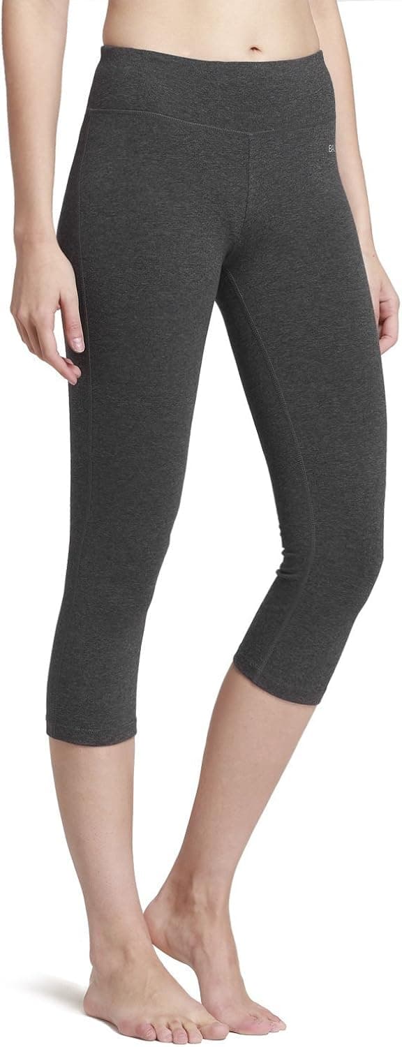 BALEAF Women's Yoga Capri Pants Workout Running Cropped Legging with Inner Pocket Non See Through Charcoal Gray Size XS