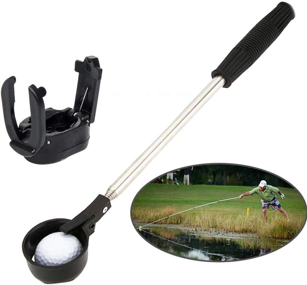 kaveno Portable Telescopic Golf Ball Retriever Pick Up Scoop Stainless Steel Shaft Tool (Light Weight Only 6.6 Oz)