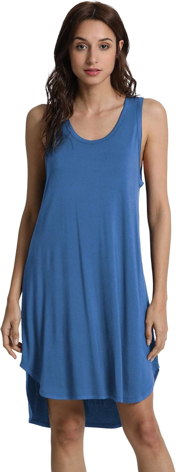 GYS Bamboo Nightgowns for Women Sleeveless Soft Chemise Sleepwear Summer Cute Sleep Dress Loose Nighties Casual Nightshirt