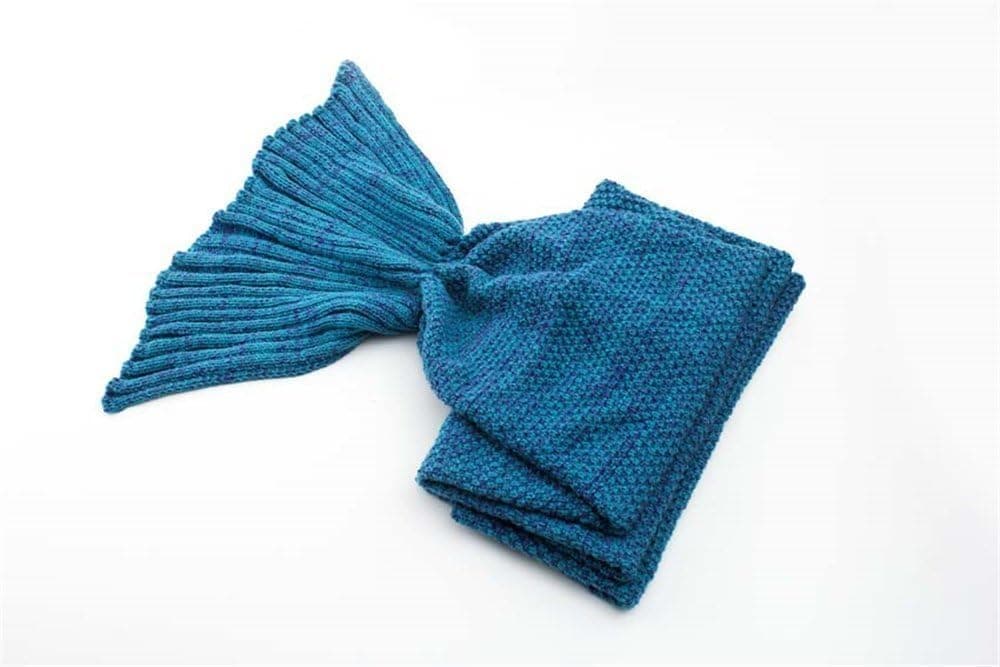 Hughapy Mermaid Tail Blanket Crochet and Mermaid Blanket for Adult, Super Soft Sleeping Blanket, Lake Blue (71"x35.5")