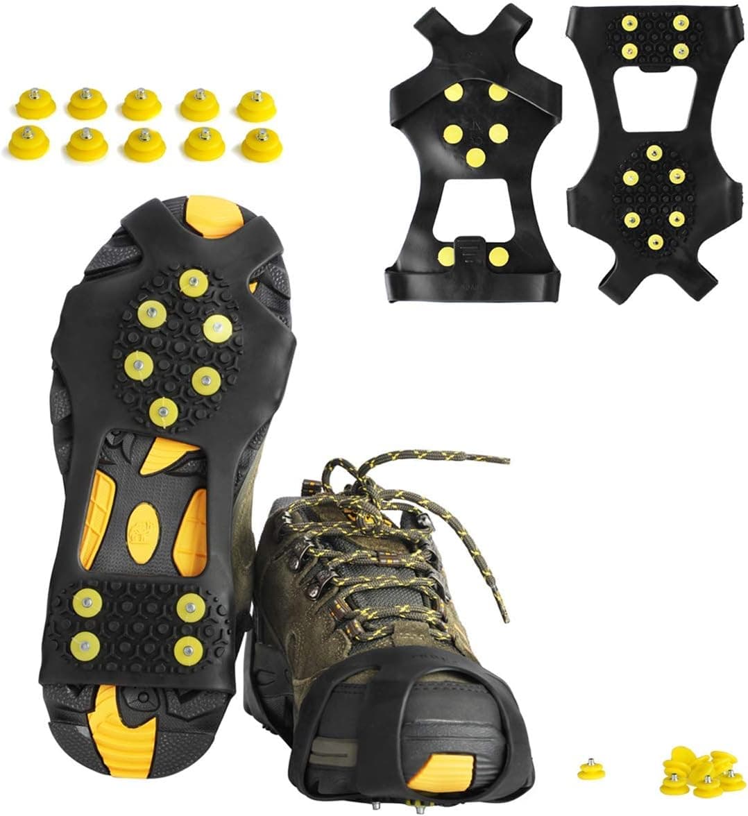 willceal Ice Cleats, Ice Grippers Traction Cleats Shoes and Boots Rubber Snow Shoe Spikes Crampons with 10 Steel Studs Cleats Prevent Outdoor Activities from Wrestling