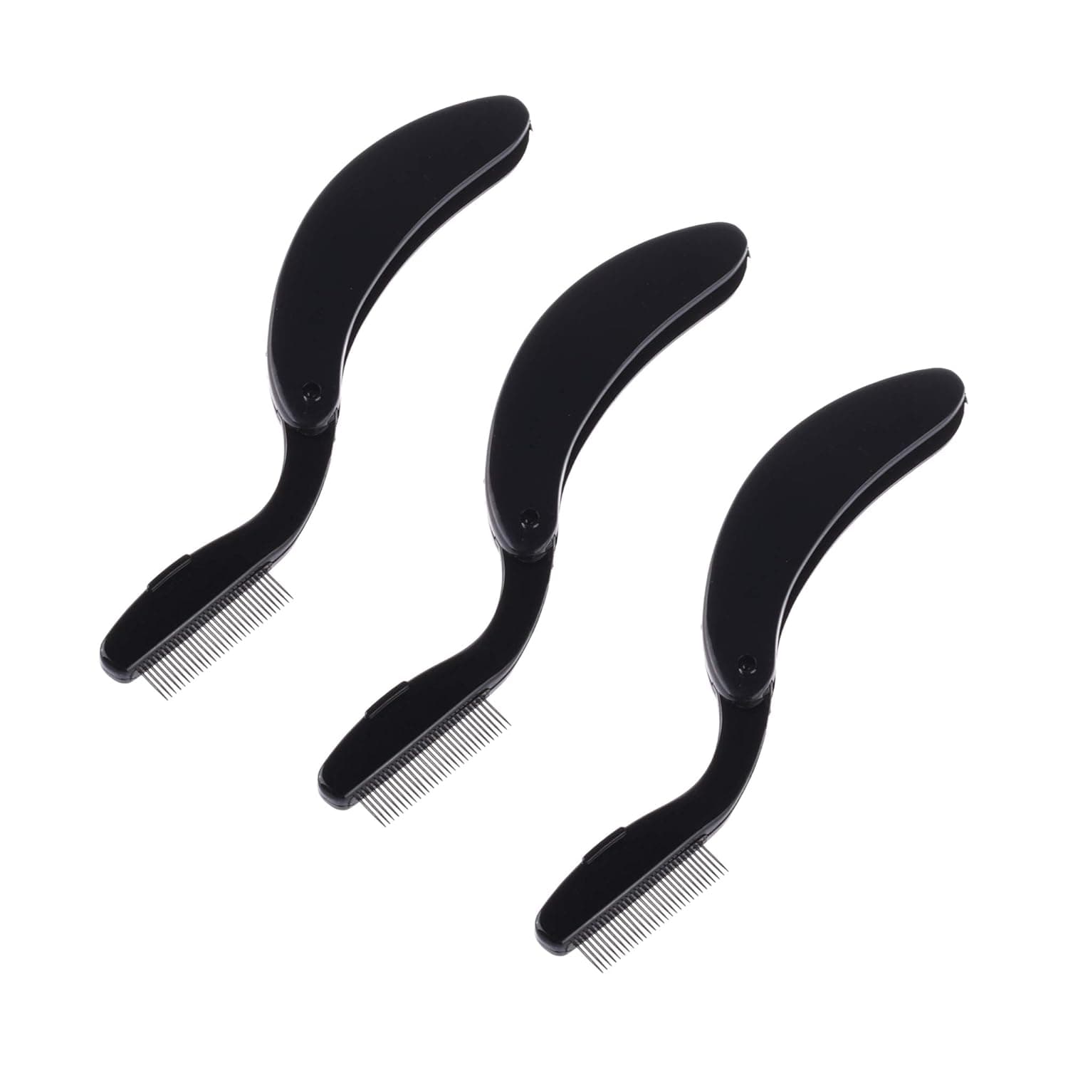 COSMOS Pack of 3 Folding Eyelash Comb Lash, Brow Makeup Eyebrow Eyelash Comb Metal Teeth