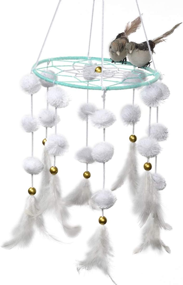 Rooh Dream Catcher ~ Love Birds Wind Chime ~ Handmade Mandala Hangings for Positivity (Use as Home Decor Asscent, Wall hangings, Garden, Outdoor, Bedroom, Christmas, Thanks Giving, Valentines) (XL)