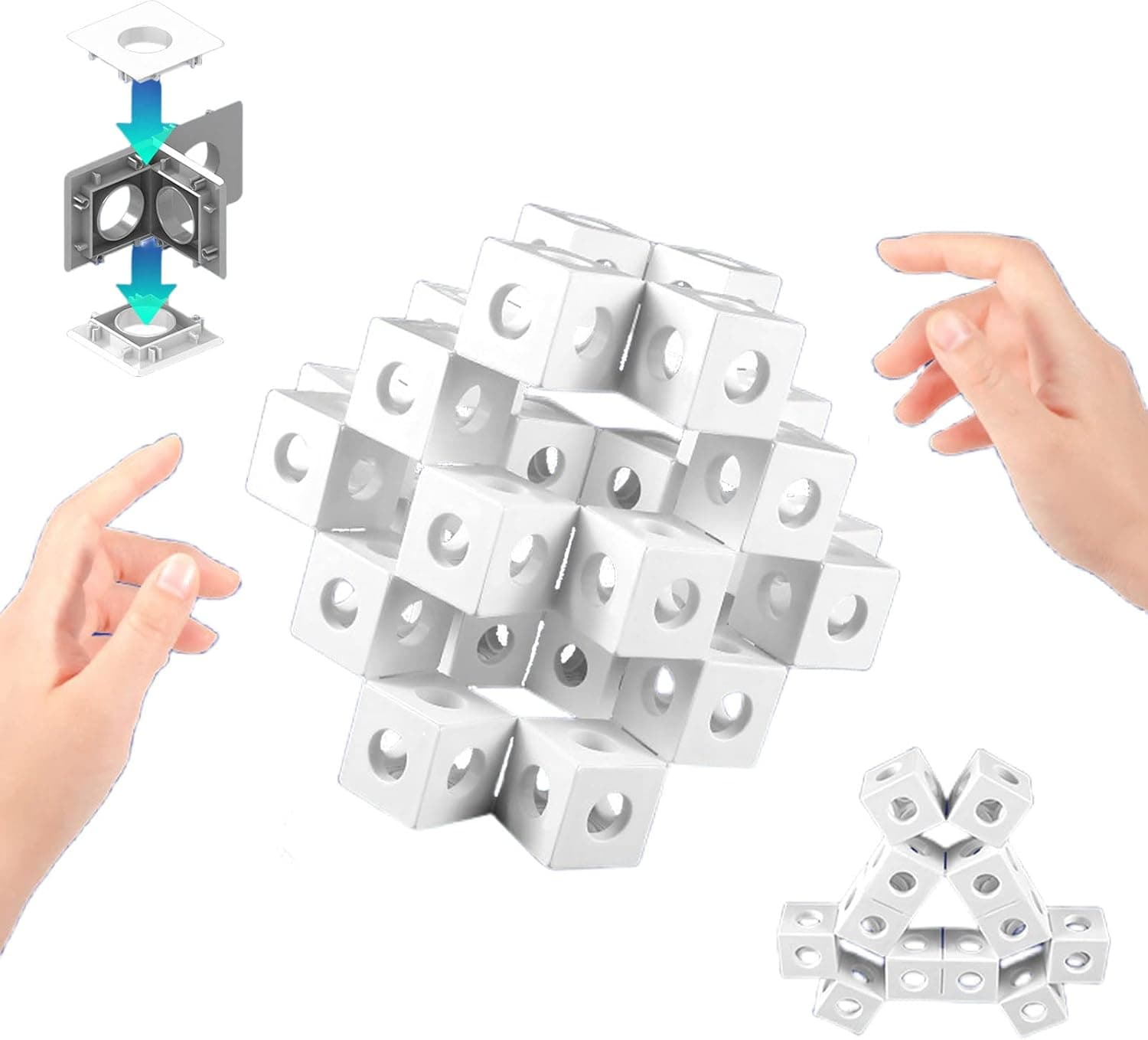 STEM Sensory Toy Variable Cube - Educational Geometric Building Spliced Blocks Puzzle with Shape Shifting 3D Design for Kids Boys Girls & Gifts for Science Construction Learning and Fidget Play