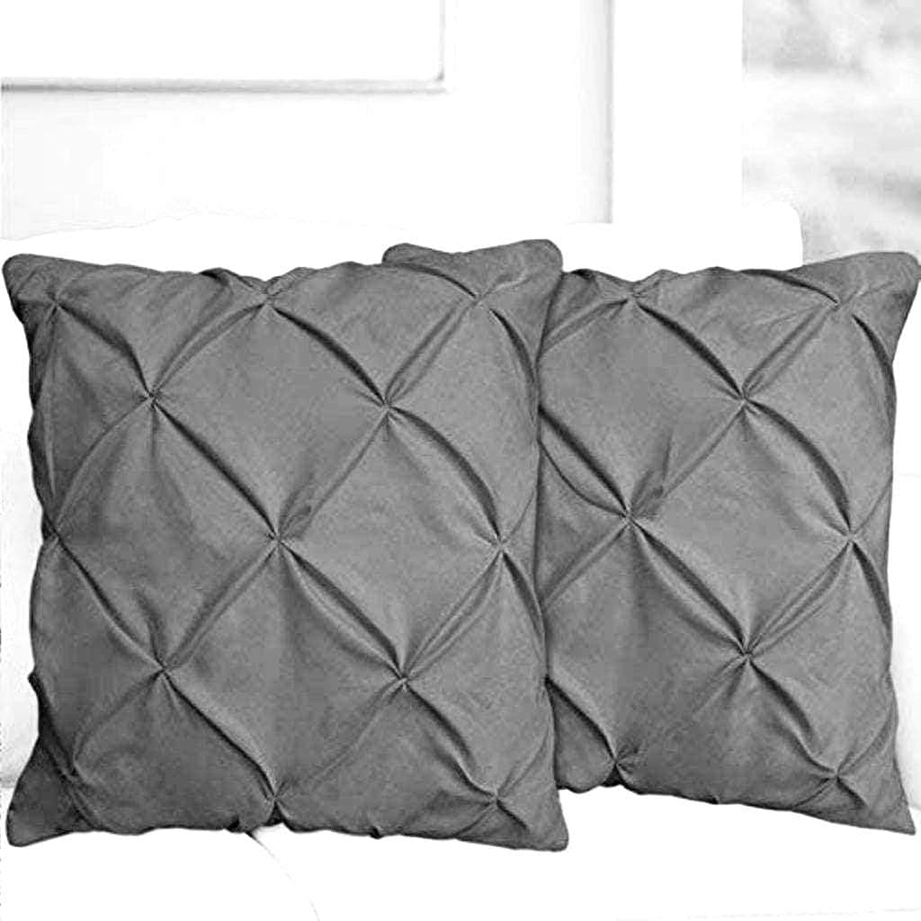 Geberiela Pinch Pleated European Pillow Shams Set of 2pcs 600-TC Pin-Tuck Pillow Shams Euro Square Luxurious & Soft 100% Egyptian Cotton Pillow Cover Gorgeous Decorative (King 20x36 Inch, Gray)