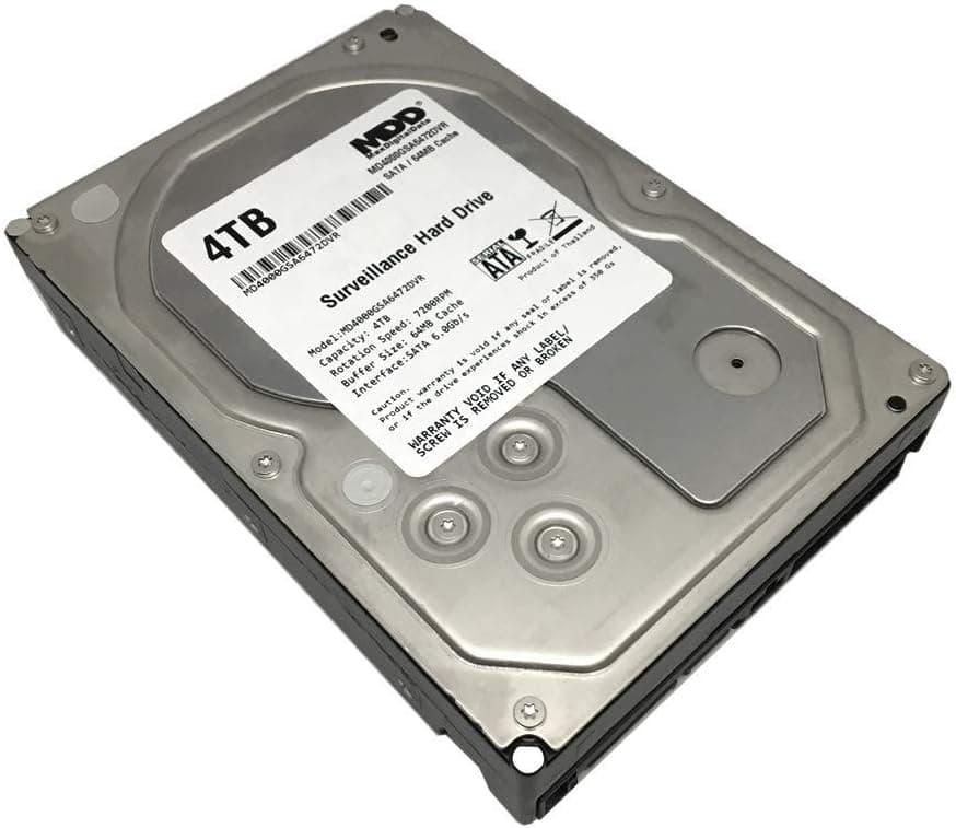 MaxDigitalData 4TB 64MB Cache 7200PM SATA 6.0Gb/s 3.5" Internal Surveillance CCTV DVR Hard Drive (MD4000GSA6472DVR) - w/ 2 Year Warranty (Renewed)
