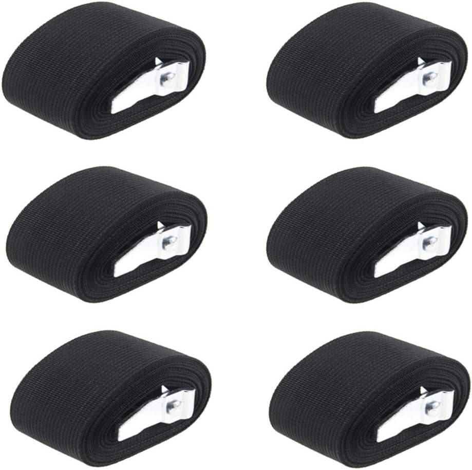 6 Pcs Lashing Strap Adjustable Cinch Strap with Buckles, 1" x 2 Ft Black Tie Down Straps Cam Strap Cam Lock Strap Cargo Packing Strap for Kayak, Roof Racks, Motorcycle, Car, Truck, Boat, Trailer