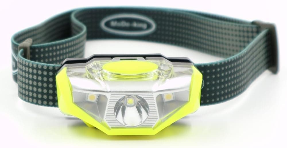 Modoking CREE-XPG 140 Lumens Headlamp, 4 Modes Headlight, One of the Lightest (1.8 oz) Headlamps for Running, Hiking, Camping and Reading. 1 AA Batteries Included (green)
