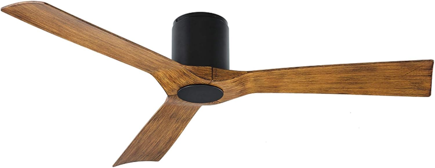 Aviator Smart Indoor and Outdoor 3-Blade Flush Mount Ceiling Fan 54in Matte Black Distressed Koa with Remote Control (Light Kit Sold Separately) works with Alexa, Google Assistant, Samsung Things, and iOS or Android App