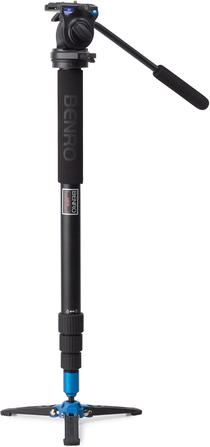 Benro A38TBS2 Video Monopod with Twist Lock Legs, S2 Head and 3 Leg Base (Black)