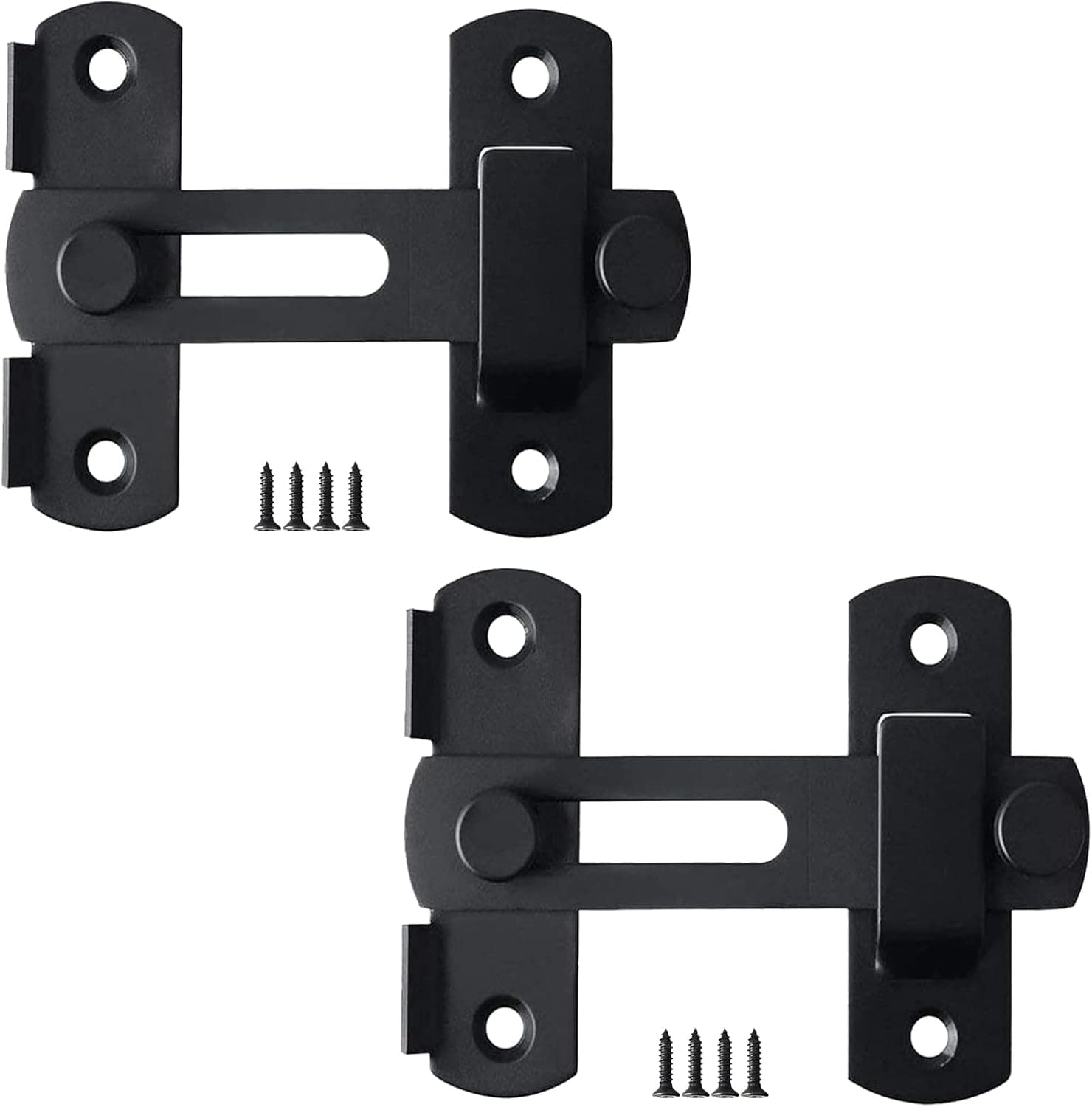 DOUBLE 2 C Barn Door Lock, 2 Pack Sliding Barn Door Lock Hardware Gate Latches, Carbon Steel Door Latches for Barn Door Cabinet Window Closet Door, Black, 2 Pack