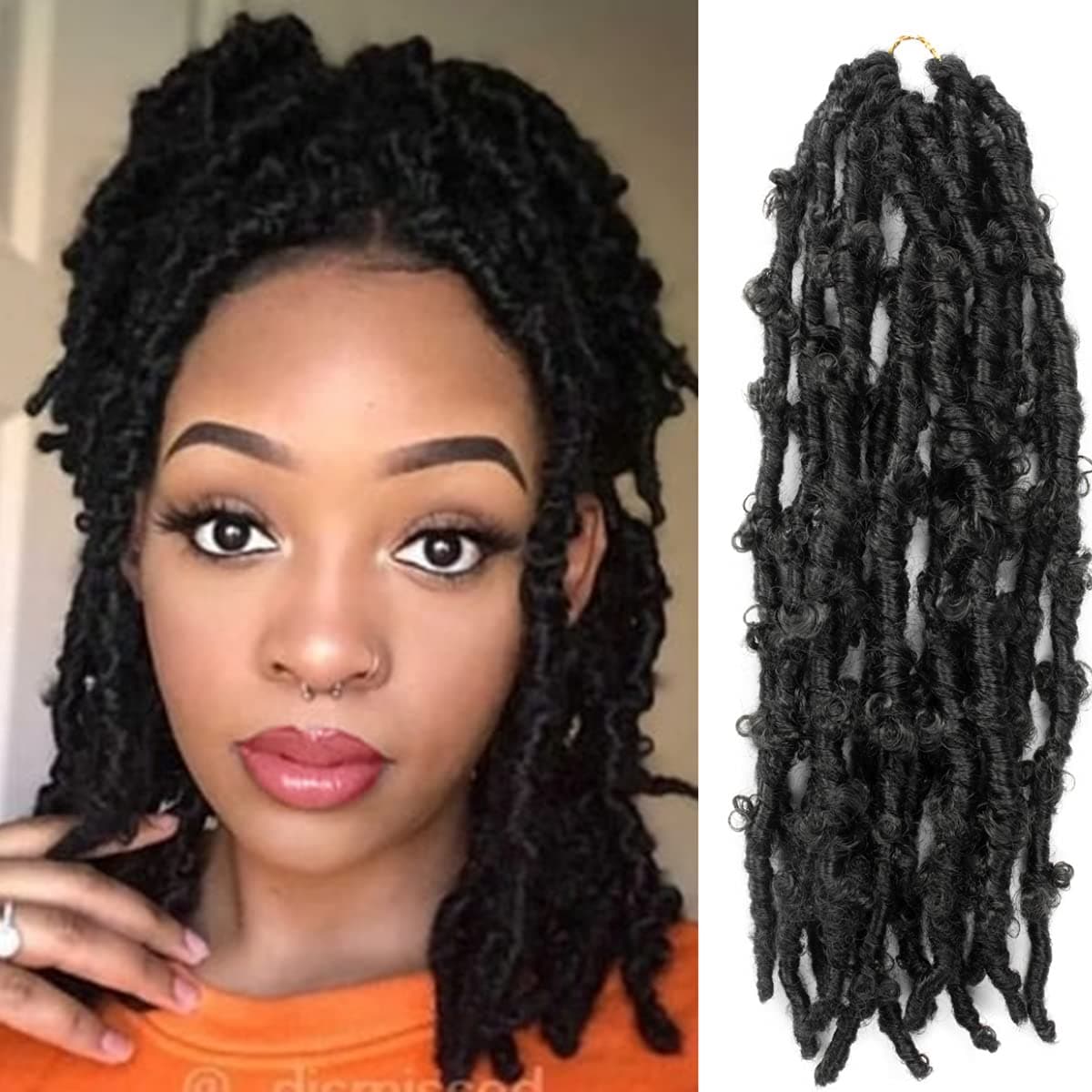 Butterfly Locs Crochet Hair Crochet Butterfly Locs 12 Inch Distressed Crochet Braids Handmade Pre-Looped Crochet Synthetic Hair (12inch (Pack of 1), 1B)