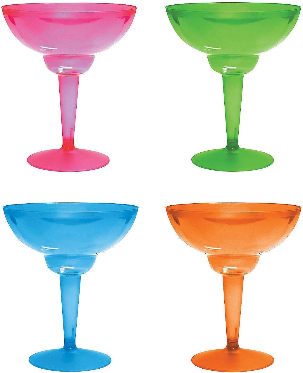 Neon Plastic Margarita Glasses - Set of 12, Each cup holds 12 oz - Fiesta, Cinco de Mayo and Party Supplies